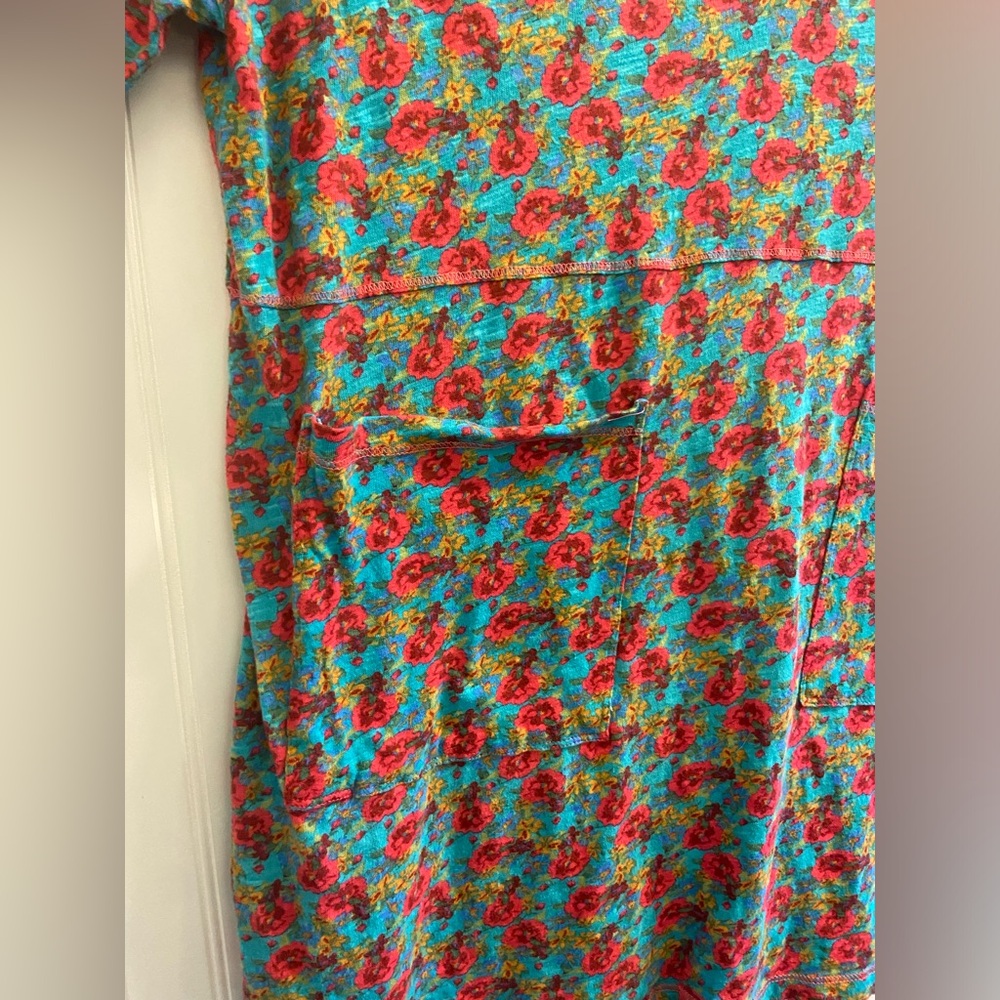 Natural Life Cottagecore Oversized Tee Shirt Dress Large V Neck Pockets - Picture 3 of 8